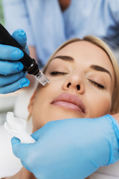 Person receiving microneedling treatment