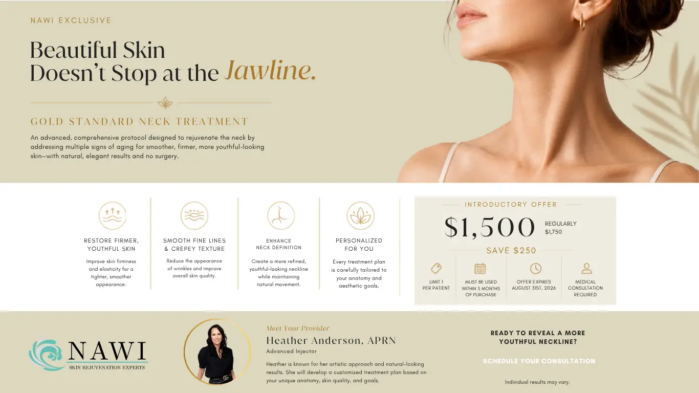 NAWI Wellness Gold Standard Neck Treatment Offer for July and August 2026 in Naples, FL